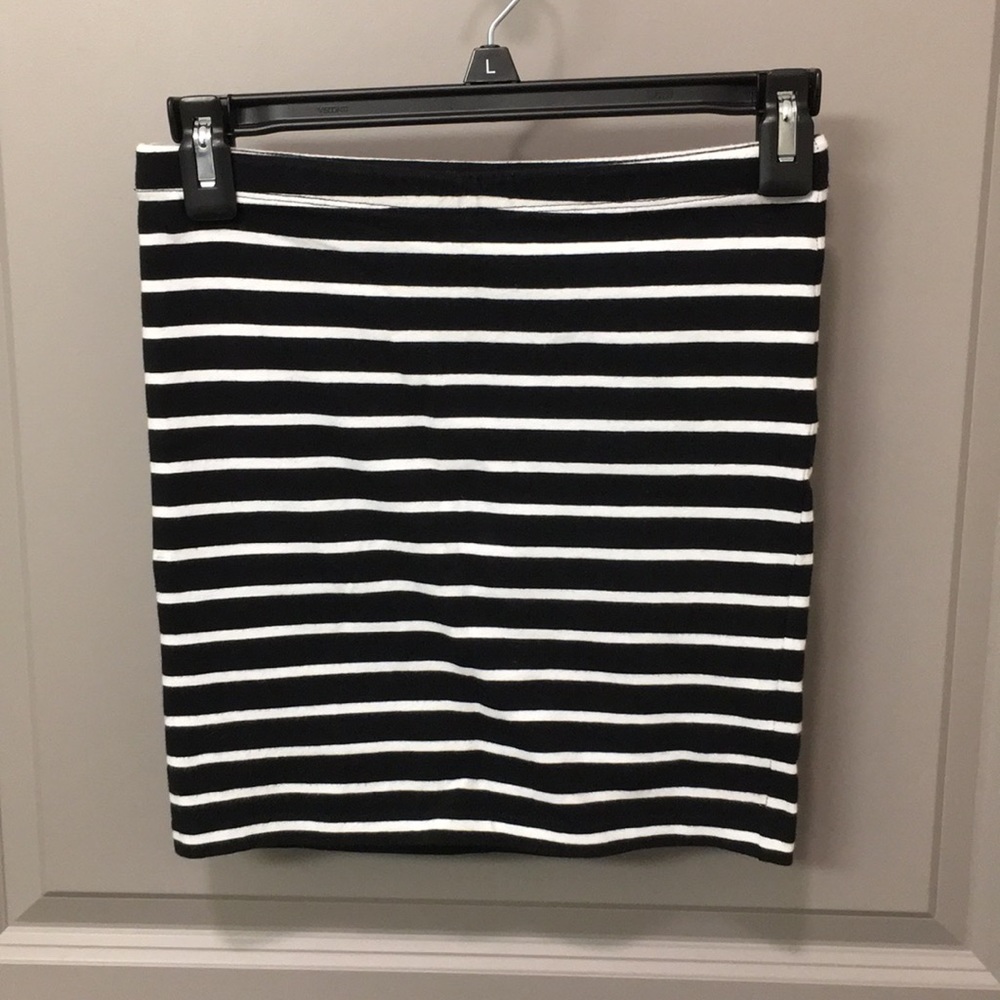 Black and white striped skirt